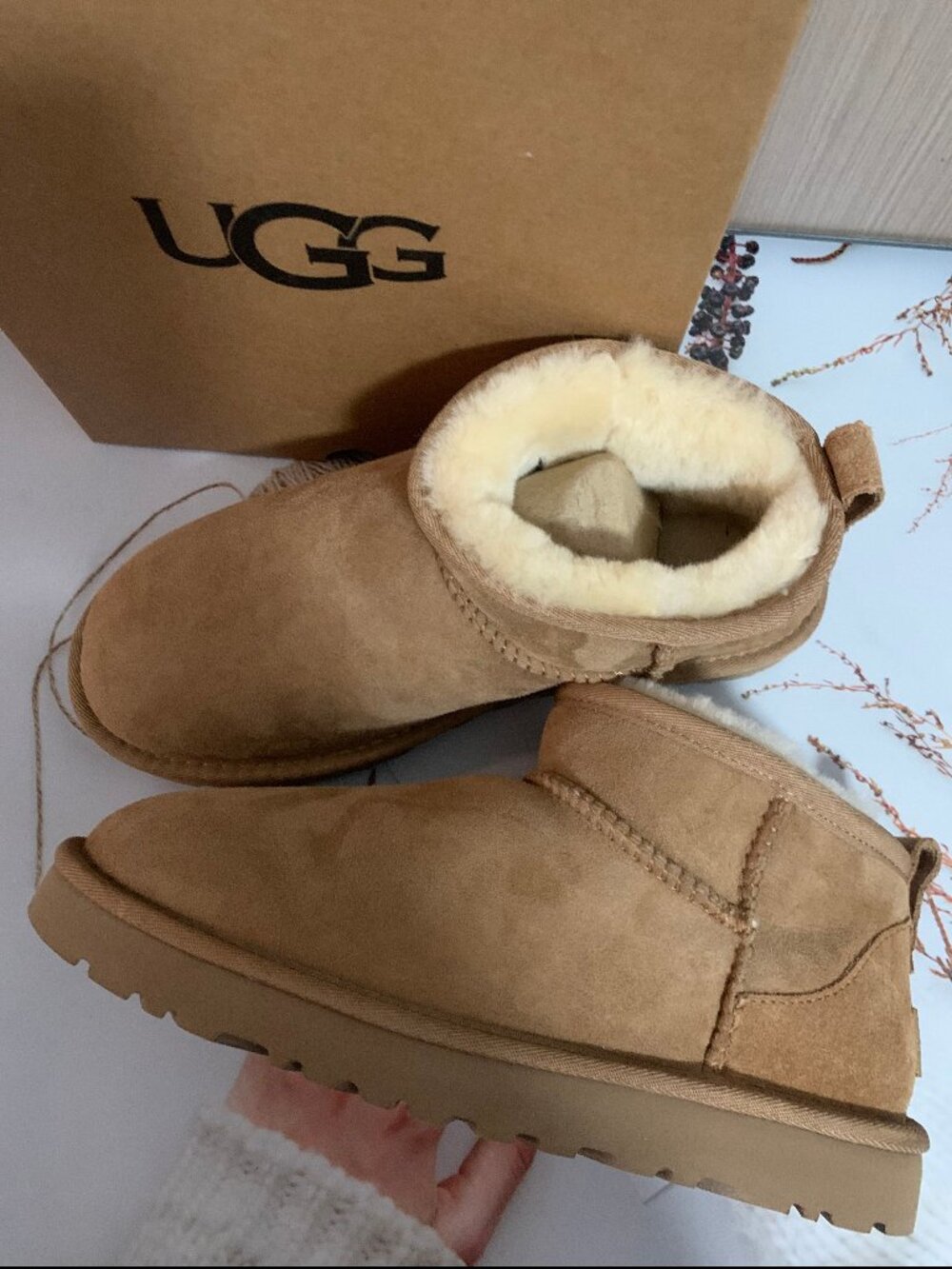 UGG Classic Ultra Mini Ankle Booties Chestnut Suede